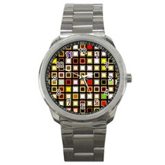 Squares-colorful-texture-modern-art Sport Metal Watch by Jancukart