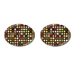 Squares-colorful-texture-modern-art Cufflinks (oval)