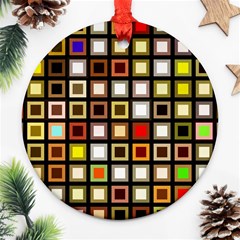 Squares-colorful-texture-modern-art Round Ornament (two Sides)