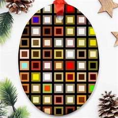 Squares-colorful-texture-modern-art Oval Ornament (two Sides)