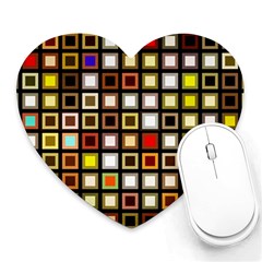 Squares-colorful-texture-modern-art Heart Mousepads by Jancukart