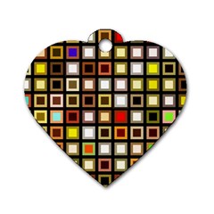 Squares-colorful-texture-modern-art Dog Tag Heart (one Side)