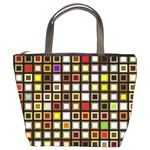 Squares-colorful-texture-modern-art Bucket Bag Front