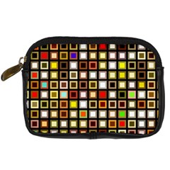 Squares-colorful-texture-modern-art Digital Camera Leather Case