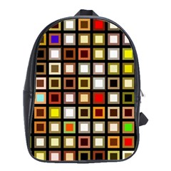 Squares-colorful-texture-modern-art School Bag (large)