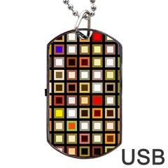 Squares-colorful-texture-modern-art Dog Tag Usb Flash (two Sides) by Jancukart