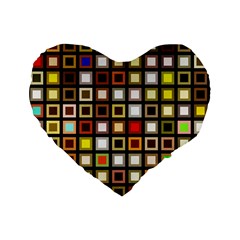 Squares-colorful-texture-modern-art Standard 16  Premium Heart Shape Cushions