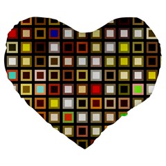 Squares-colorful-texture-modern-art Large 19  Premium Heart Shape Cushions by Jancukart