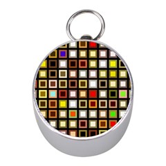 Squares-colorful-texture-modern-art Mini Silver Compasses by Jancukart