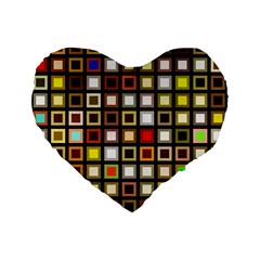 Squares-colorful-texture-modern-art Standard 16  Premium Flano Heart Shape Cushions