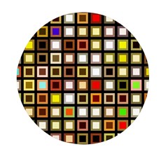 Squares-colorful-texture-modern-art Mini Round Pill Box by Jancukart