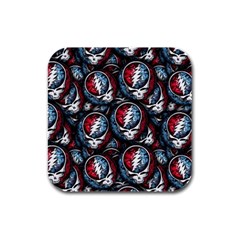 Grateful Dead Pattern Rubber Square Coaster (4 Pack) by Jancukart