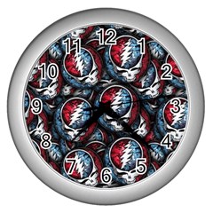 Grateful Dead Pattern Wall Clock (silver) by Jancukart