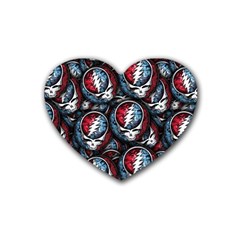 Grateful Dead Pattern Rubber Heart Coaster (4 Pack)