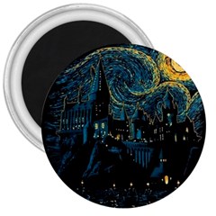 Cartoon Starry Night Vincent Van Gofh 3  Magnets by Jancukart