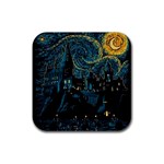 Cartoon Starry Night Vincent Van Gofh Rubber Coaster (Square) Front