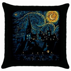 Cartoon Starry Night Vincent Van Gofh Throw Pillow Case (black)