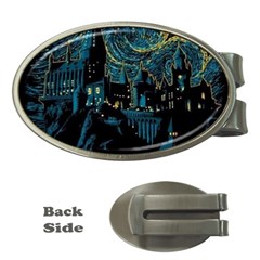 Cartoon Starry Night Vincent Van Gofh Money Clips (oval)  by Jancukart