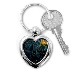 Cartoon Starry Night Vincent Van Gofh Key Chain (heart)