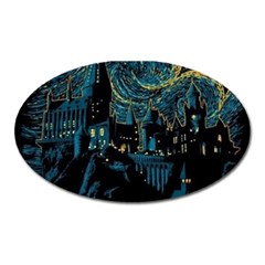 Cartoon Starry Night Vincent Van Gofh Oval Magnet by Jancukart