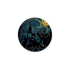 Cartoon Starry Night Vincent Van Gofh Golf Ball Marker by Jancukart