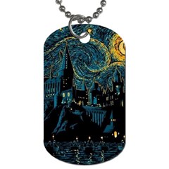 Cartoon Starry Night Vincent Van Gofh Dog Tag (two Sides) by Jancukart