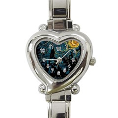 Cartoon Starry Night Vincent Van Gofh Heart Italian Charm Watch by Jancukart