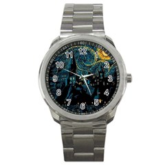 Cartoon Starry Night Vincent Van Gofh Sport Metal Watch by Jancukart