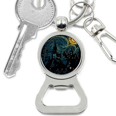 Cartoon Starry Night Vincent Van Gofh Bottle Opener Key Chain by Jancukart