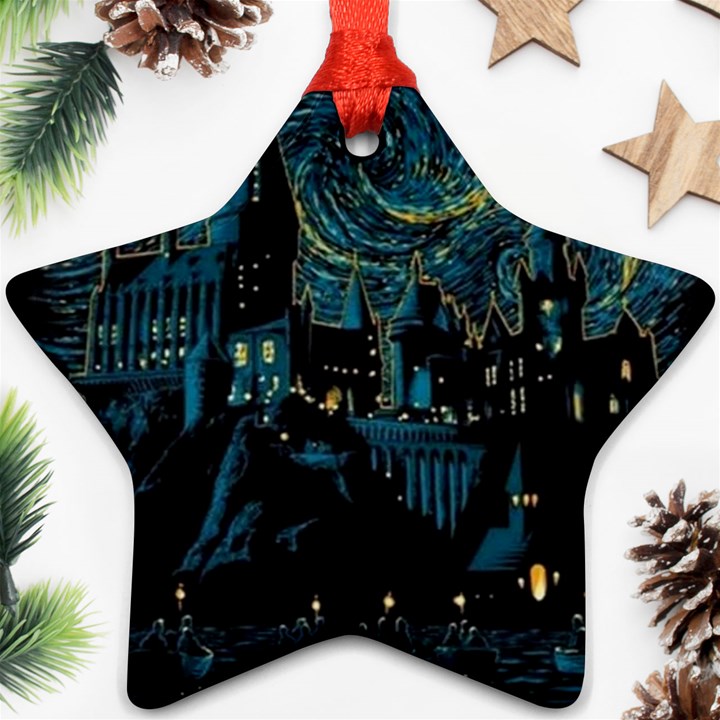 Cartoon Starry Night Vincent Van Gofh Star Ornament (Two Sides)