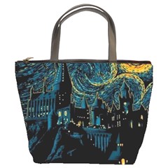 Cartoon Starry Night Vincent Van Gofh Bucket Bag