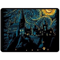 Cartoon Starry Night Vincent Van Gofh Fleece Blanket (large)  by Jancukart