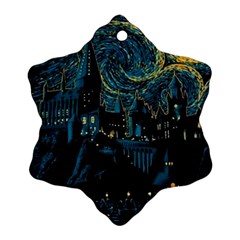 Cartoon Starry Night Vincent Van Gofh Snowflake Ornament (two Sides)