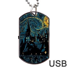 Cartoon Starry Night Vincent Van Gofh Dog Tag Usb Flash (two Sides) by Jancukart