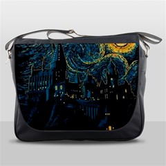 Cartoon Starry Night Vincent Van Gofh Messenger Bag