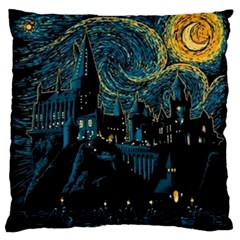 Cartoon Starry Night Vincent Van Gofh Large Flano Cushion Case (one Side) by Jancukart