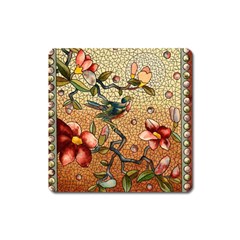 Flower Cubism Mosaic Vintage Square Magnet