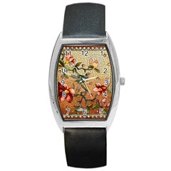 Flower Cubism Mosaic Vintage Barrel Style Metal Watch