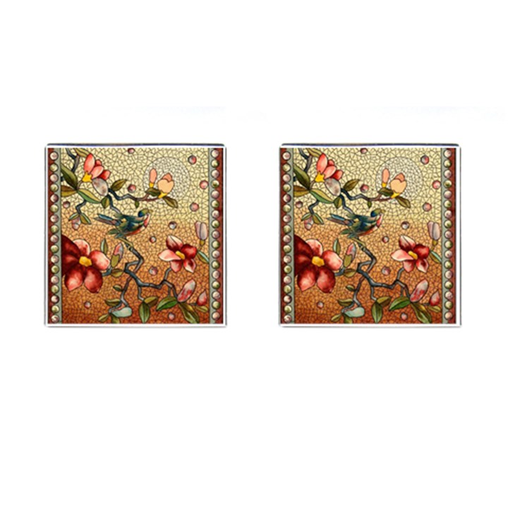 Flower Cubism Mosaic Vintage Cufflinks (Square)