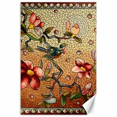 Flower Cubism Mosaic Vintage Canvas 24  X 36 