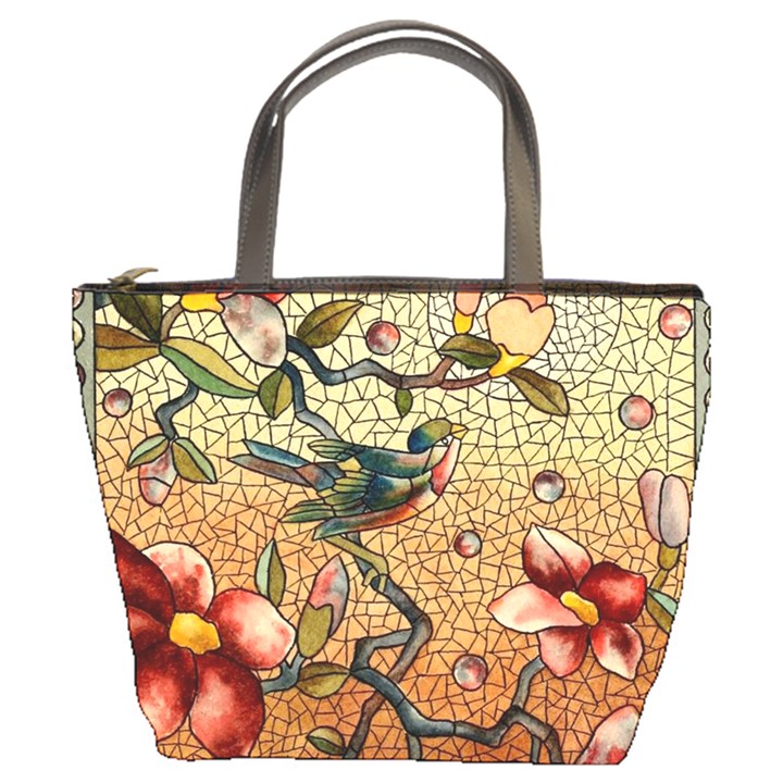 Flower Cubism Mosaic Vintage Bucket Bag