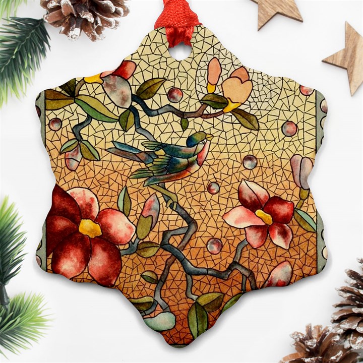 Flower Cubism Mosaic Vintage Ornament (Snowflake)