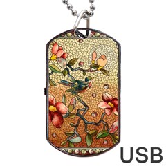 Flower Cubism Mosaic Vintage Dog Tag Usb Flash (one Side)