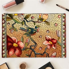 Flower Cubism Mosaic Vintage Cosmetic Bag (xxl)