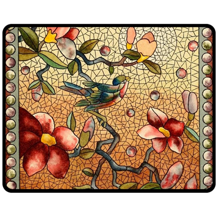 Flower Cubism Mosaic Vintage Double Sided Fleece Blanket (Medium) 