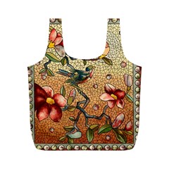 Flower Cubism Mosaic Vintage Full Print Recycle Bag (m)