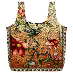 Flower Cubism Mosaic Vintage Full Print Recycle Bag (xl)