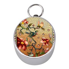 Flower Cubism Mosaic Vintage Mini Silver Compasses