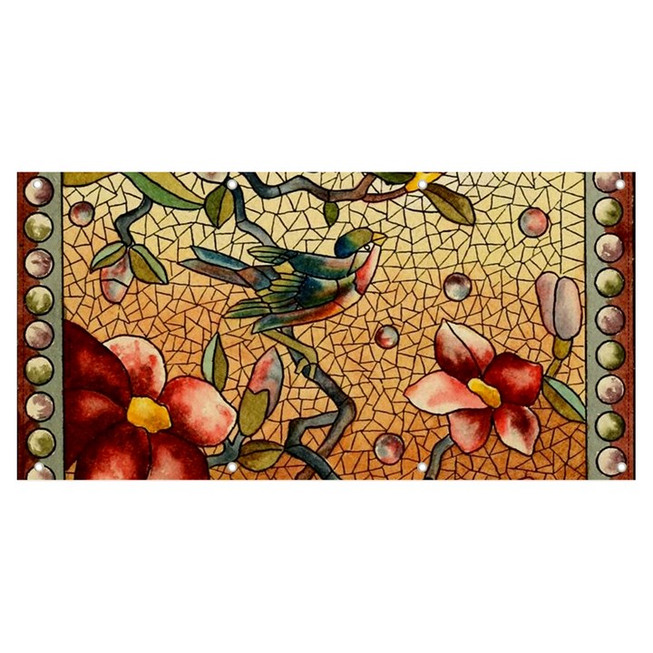 Flower Cubism Mosaic Vintage Banner and Sign 8  x 4 