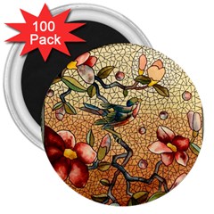 Flower Cubism Mosaic Vintage 3  Magnets (100 Pack) by Jancukart